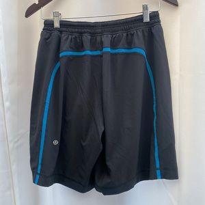 Lululemon Mens.Shorts.Pace Breaker Black .Blue. Lined with fitted shorts.